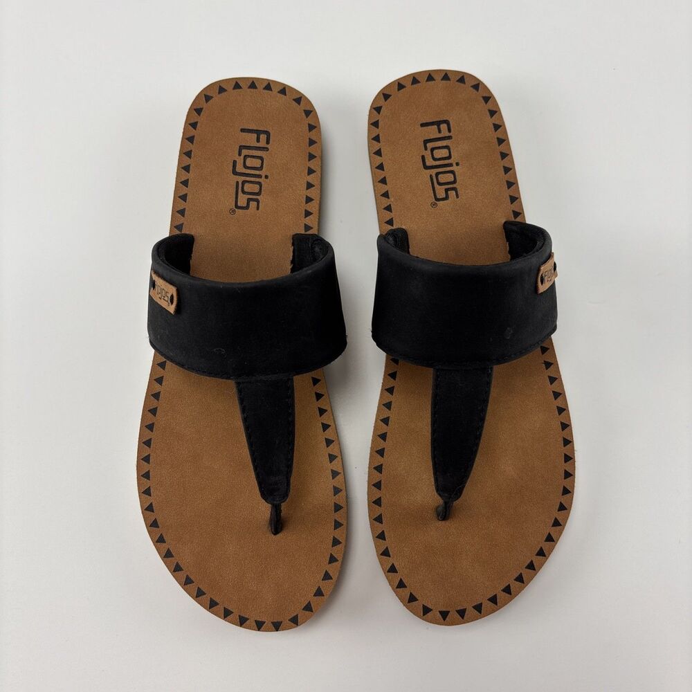 Flojos Womens Grace Flat Sandal Sz W7 Casual Stylish Comfy Flip Flops Black